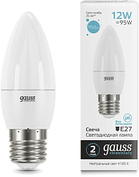 Лампа светодиодная Gauss Elementary 30222 12Вт цок.:E27 свеча 220B св.свеч.бел.нейт. (упак.:10шт)