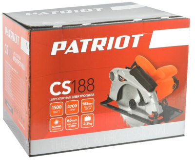 Циркулярная пила (дисковая) Patriot CS 188 1500Вт (ручная) D диска.:185мм (190301630)