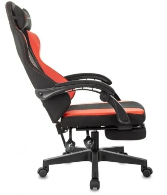 Кресло игровое Zombie Weaver черный/красный ткань/эко.кожа с подголов. крестов. пластик подст.для ног пластик черный