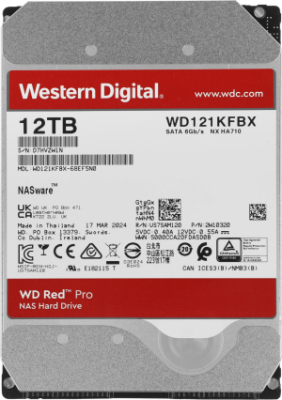 Жесткий диск WD SATA-III 12TB WD121KFBX NAS Red Pro (7200rpm) 256Mb 3.5"