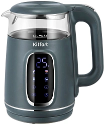 Чайник электрический Kitfort КТ-8755 1.7л. 2200Вт серый/нержавеющая сталь корпус: стекло/пластик