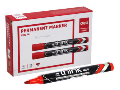 Маркер перманентный Deli EU10140 Think скошенный пиш. наконечник 1.5-5мм красный