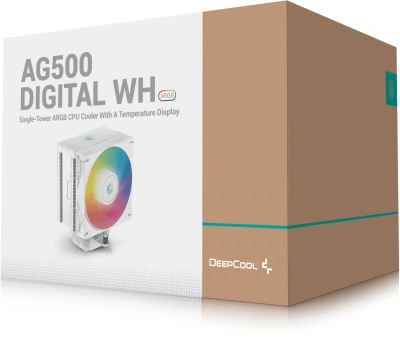 Устройство охлаждения(кулер) Deepcool AG500 Digital ARGB Soc-AM5/AM4/1200/1700/1851 белый 4-pin 29.4dB Al+Cu LCD 240W 845gr Ret (R-AG500-WHADMN-G-1)