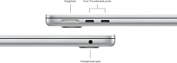 Ноутбук Apple MacBook Air A3113 M3 8 core 16Gb SSD256Gb/8 core GPU 13.6" Liquid Retina (2560x1664) macOS silver WiFi BT Cam (MC8H4LL/A)