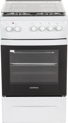 Плита Комбинированная Darina 1D1 КМ 241 311 W белый/черный (стеклянная крышка) реш.чугун