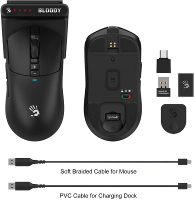 Мышь A4Tech Bloody R72 Pro Duo черный оптическая 26000dpi беспров. USB/USB-C 7but