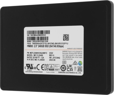 Накопитель SSD Samsung SATA-III 240GB MZ7L3240HCHQ-00B7C PM893 2.5" 1 DWPD