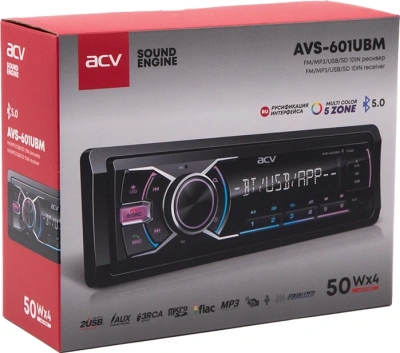 Автомагнитола ACV AVS-601UBM 1DIN 4x50Вт v5.0 USB 2.0 AUX 1.3" 3 ПДУ RDS (43340)
