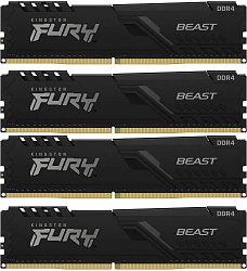 Память DDR4 4x32GB 3200MHz Kingston KF432C16BBK4/128 Fury Beast Black RTL Gaming PC4-25600 CL16 DIMM 288-pin 1.35В dual rank с радиатором Ret
