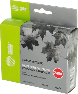 Картридж струйный Cactus CS-PGI2400XLBK PGI-2400XLBK черный пигментный (74.6мл) для Canon MAXIFY iB4040/ МВ5040/ МВ5340