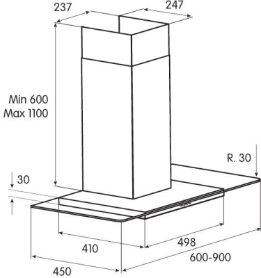 Вытяжка каминная Jet Air Molly P 90 INX нержавеющая сталь управление: кнопочное (1 мотор)