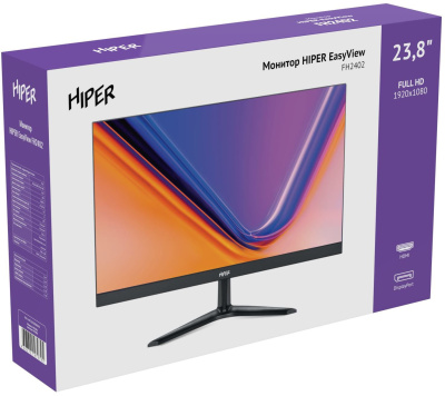 Монитор Hiper 23.8" EasyView FH2402 черный IPS LED 5ms 16:9 HDMI M/M матовая 250cd 178гр/178гр 1920x1080 75Hz FreeSync DP FHD 3.1кг