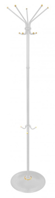 Вешалка напольная Бюрократ СС 136/WHITE белый основание круг наконечники латунь крючки двойные для верхней одежды метал. (упак.:1шт)