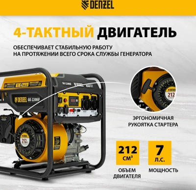 Генератор Denzel GK-2200iF 2.2кВт