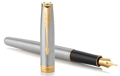 Ручка перьев. Parker Sonnet Core F527 (1931504) Stainless Steel GT F сталь нержавеющая подар.кор.