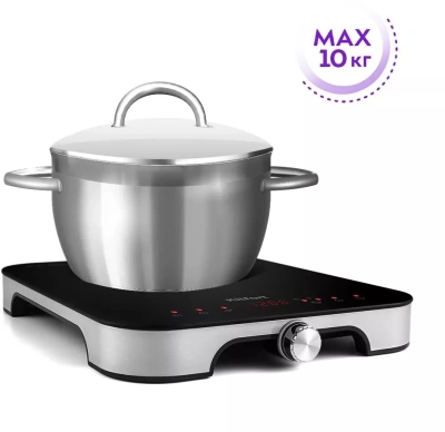 Плита Индукционная Kitfort КТ-148 черный/серебристый стеклокерамика (настольная)