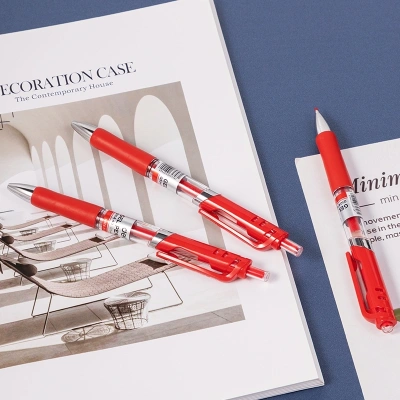 Ручка гелев. автоматическая Deli EQ10440 прозрачный d=0.5мм красн. черн. резин. манжета