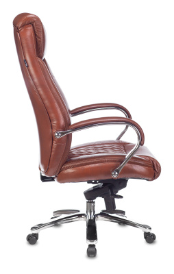 Кресло руководителя Бюрократ T-9924SL светло-коричневый Leather Eichel кожа крестов. металл хром