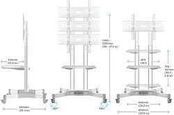 Стойка для телевизора Onkron TS1351 белый 32"-65" макс.50кг напольный мобильный