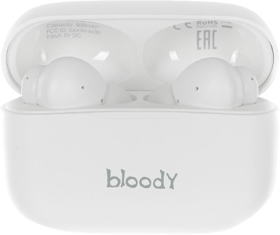 Гарнитура внутриканальные A4Tech Bloody M30 белый беспроводные bluetooth в ушной раковине (M30 (WHITE))