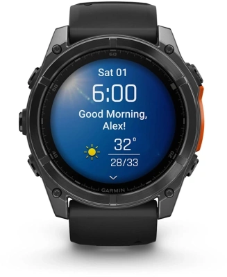 Смарт-часы Garmin Fenix 8 51мм 1.4" AMOLED корп.серый рем.черный разм.брасл.:127-210мм (010-02905-00)