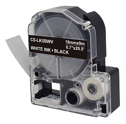 Картридж ленточный Cactus CS-LK5BWV LK-5BWV белый на черном 18x9 для Epson LW400/LW700/LW600P/LW1000P/K400/Z700/Z900