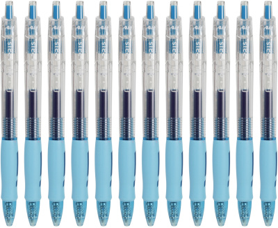 Набор ручек гелев. автоматическая Deli Arris (EG09-BL-P) прозрачный/голубой син. черн. кор.карт. (12шт) линия 0.7мм резин. манжета