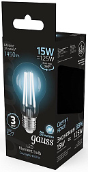 Лампа светодиодная Gauss Filament 102902215 15Вт цок.:E27 груша 220B св.свеч.бел.нейт. (упак.:1шт)