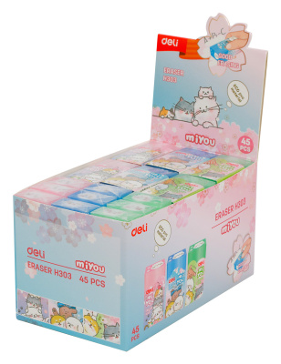 Ластик Deli MiYou EH303 прямоугольный 40x22x12мм ассорти индивидуальная картонная упаковка