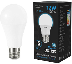 Лампа светодиодная Gauss 102502312 12Вт цок.:E27 груша 220B св.свеч.бел.хол. (упак.:10шт)