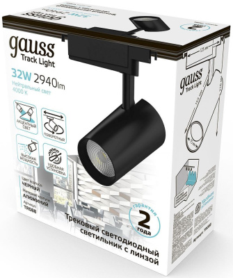 Светильник Gauss TR088 4000K цв.св.:белый нейтральный черный