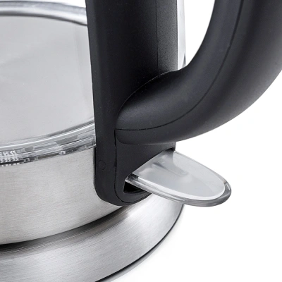 Чайник электрический Kitfort КТ-619 1.7л. 2200Вт серебристый/черный корпус: стекло/металл