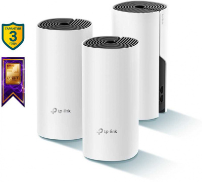 Бесшовный Mesh роутер TP-Link Deco M4 (DECO M4(3-PACK)) AC1200 10/100/1000BASE-TX белый (упак.:3шт)