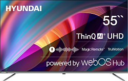 Телевизор LED Hyundai 55" H-LED55BU7100 WebOS Frameless Metal серый/серый 4K Ultra HD 60Hz MEMC DVB-T DVB-T2 DVB-C DVB-S DVB-S2 USB WiFi Smart TV