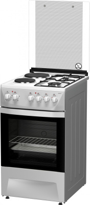 Плита Комбинированная Darina 1D KM 241 337 W белый/черный (стеклянная крышка) реш.сталь