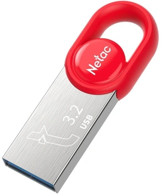 Флеш Диск Netac 64Gb UM2 NT03UM2N-064G-32RE USB3.2 серебристый/красный