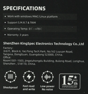 Накопитель SSD Kingspec SATA-III 256GB P3-256 2.5"