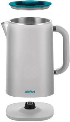 Чайник электрический Kitfort КТ-6687 1.7л. 1500Вт серый/бирюзовый корпус: пластик/металл