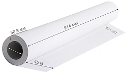 Бумага Cactus CS-PM90-91445 36"(A0) 914мм-45м/90г/м2/белый CIE155% матовое универсальная (с покрытием) втулка:50.8мм (2")