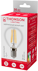 Лампа филам. Thomson Filament TH-B2084 7Вт цок.:E14 шар 220B св.свеч.бел.нейт. Globe (упак.:1шт)
