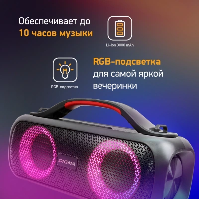 Колонка порт. Digma D-PS1531 черный/черный 40W 2.0 BT 10м 3000mAh (SP1531B)