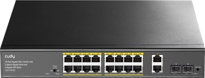 Коммутатор Cudy GS1018PS2 (L2) 18x1Гбит/с 2xКомбо(1000BASE-T/SFP) 2SFP 16PoE 200W неуправляемый