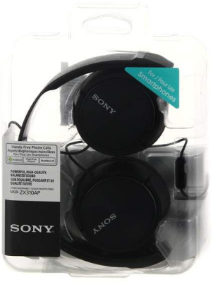 Гарнитура накладные Sony MDR-ZX310AP 1.2м черный проводные оголовье (MDR-ZX310AP/B)