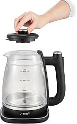 Чайник электрический Vitek VT-WK1074 1.7л. 1800Вт черный корпус: стекло