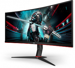 Монитор AOC 34" Gaming CU34G2X черный/красный VA LED 1ms 21:9 HDMI матовая HAS 300cd 178гр/178гр 3440x1440 144Hz FreeSync Premium DP Quad 2K (1440p) USB 8.1кг