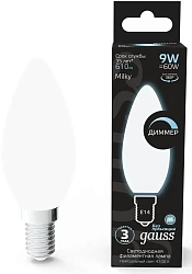 Лампа светодиодная Gauss Filament 103201209-D 9Вт цок.:E14 свеча 220B св.свеч.бел.нейт. (упак.:10шт)