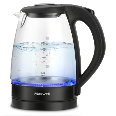 Чайник электрический Maxwell MW-1004 1.7л. 2200Вт черный/прозрачный корпус: пластик/стекло