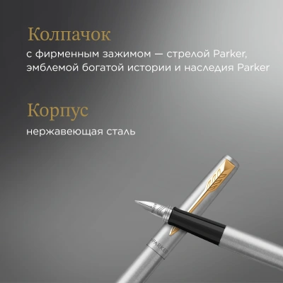 Ручка перьев. Parker Jotter Core F691 (2030948) Stainless Steel GT M сталь нержавеющая подар.кор.