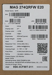 Монитор MSI 27" Mag 274QRFW E20 белый IPS LED 16:9 HDMI матовая HAS Piv 300cd 178гр/178гр 2560x1440 200Hz DP Quad 2K (1440p) 6.9кг