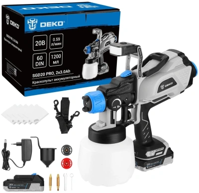 Краскопульт Deko GD20 PRO бак:1200мл 0 590 мл/мин